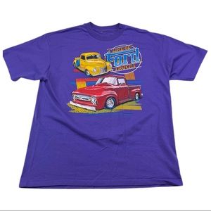 Vintage 80s Old Ford Truck T Shirt Mens Large Purple Short Sleeve 1989